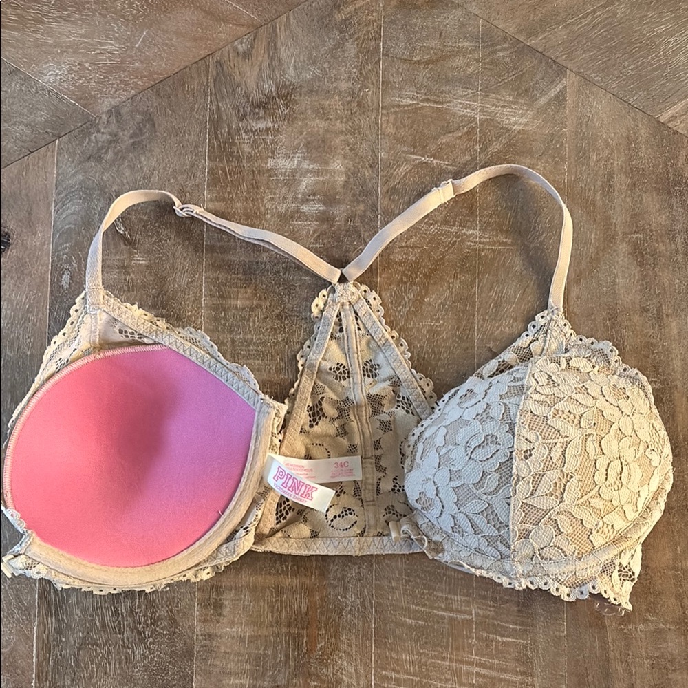 PINK Victoria's Secret Date Racerback Bra - Cream 34C